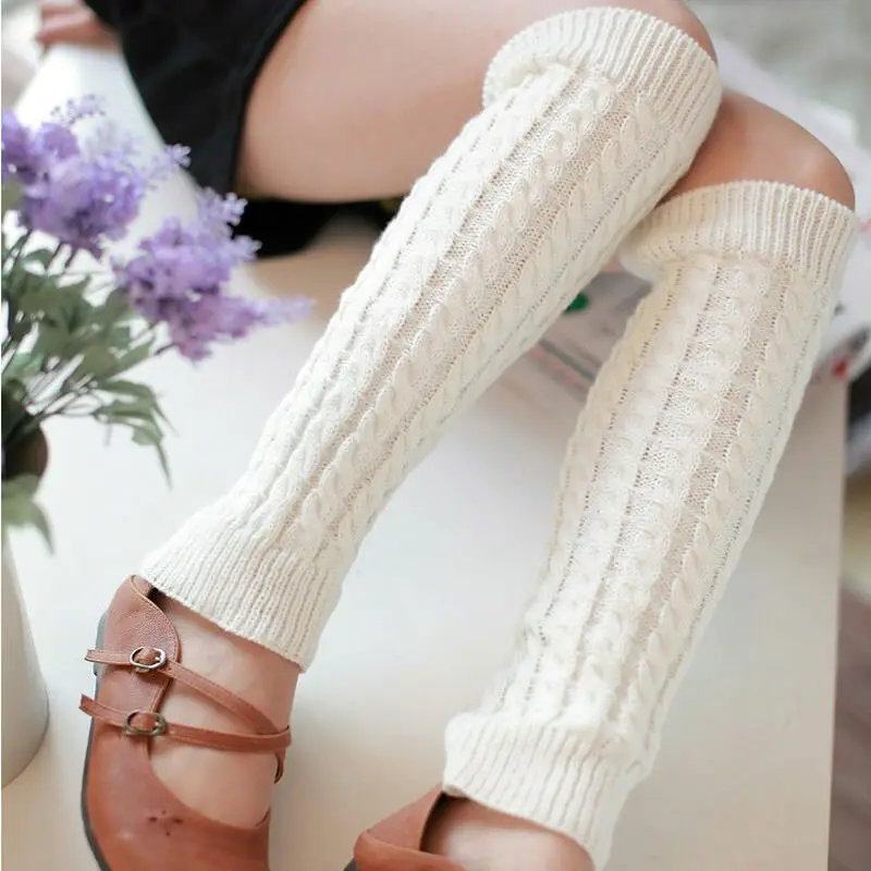 1 Pair Women Leg Warmer Knit Solid Crochet Boot Socks Femme Warm Knee High Cuffs Toppers Winter Warmers Calcetines Mujer | Женская