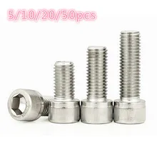 

5/10/25pcs M1.4 M1.6 M2 M2.5 M3 M4 M5 M6 M8 A2-50 304 Stainles Steel Allen Hexagon Hex Socket Cap Head Screw Bolt
