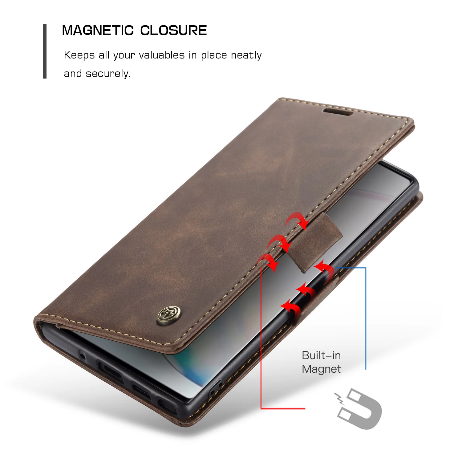 Чехол для Galaxy Note 10 из искусственной кожи с держателем карт наличных денег Ретро