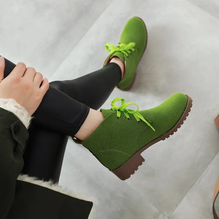

Big Size 9 10 11 12 boots women shoes ankle boots for women ladies boots shoes woman winter Solid color round head square heel