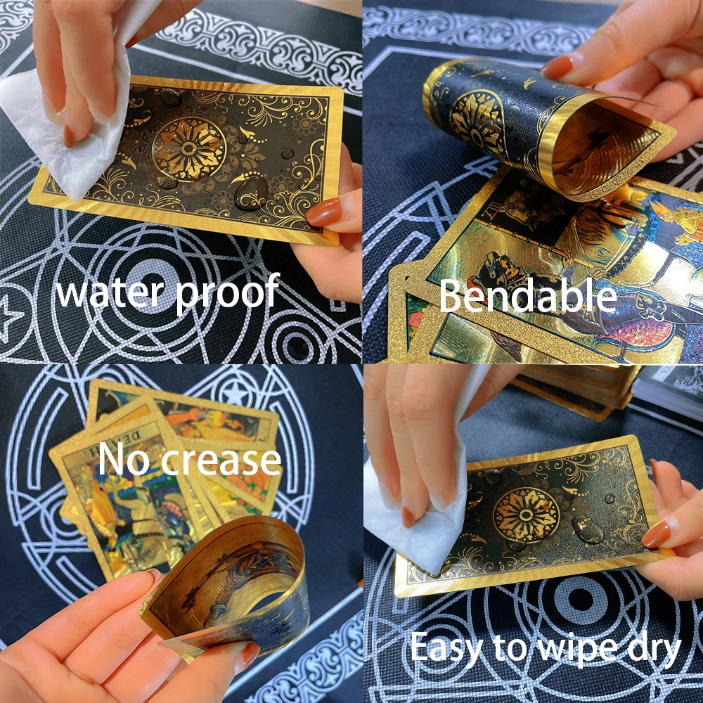 Set Tarot Cards Gift Box Luxury Gold Foil Tarot Card Hot Stamping PVC Waterproof Wear-resistant Board Game Solitaire Divination