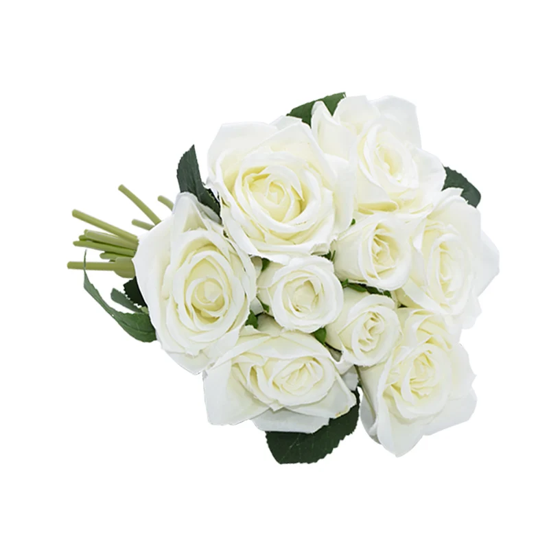 1 букет искусственных роз Свадебный букет невесты Свадебные цветы для свадьбы украшение дома вечерние принадлежности Флорес - Цвет: beige