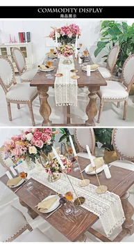 

Crochet Lace Table Runner with Tassel Cotton Wedding Decor Hollow Tablecloth Nordic Romance Table Cover Coffee Bed Runners