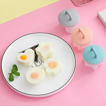 

4 Pcs / Set Cute Egg Boiler Kitchen Plastic Egg Poacher Set Egg Cooker Tools Egg Mold Form With Lid Brush Pancake Maker M