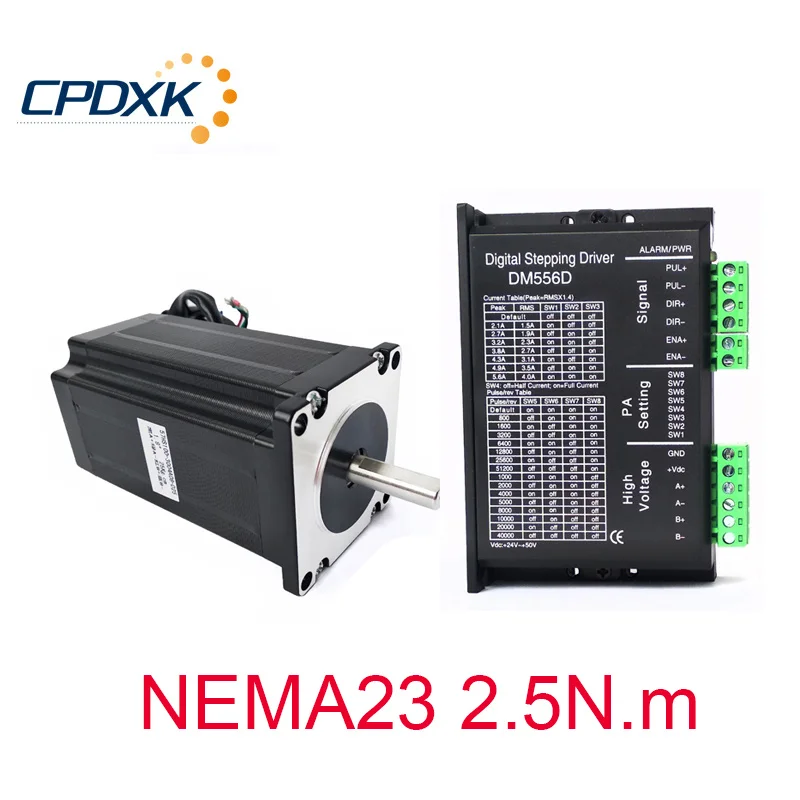 

Stepper motor NEMA23 100mm 2.5N.m torque 3.0A with stepper motor driver DM556D for CNC Router Engraving Machine Cutting