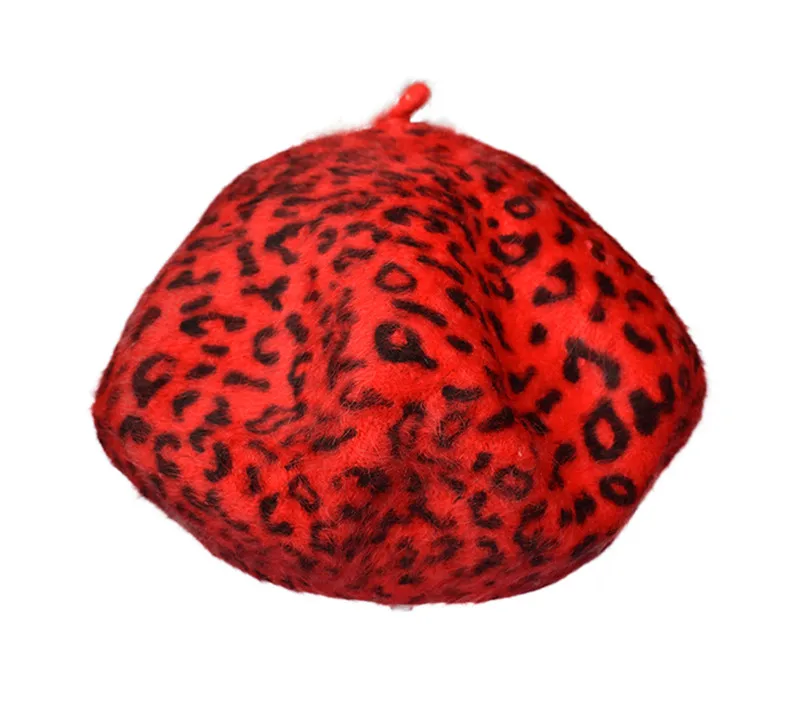 Little Dot Red Женские пушистые береты с леопардовым узором в горошек, французские береты, классические шапки для девочек, кроличий мех, плоская шапка - Цвет: Little Dot Red