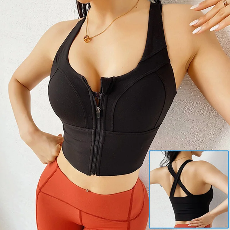New Workout Ropa De Yoga Athletic Underwear Zipper Front Fitness Running  Bra for Women, Custom Strappy Back High Impact Sports Activewear with  Safety Hook - China Ropa De Gimnasia and High Impact