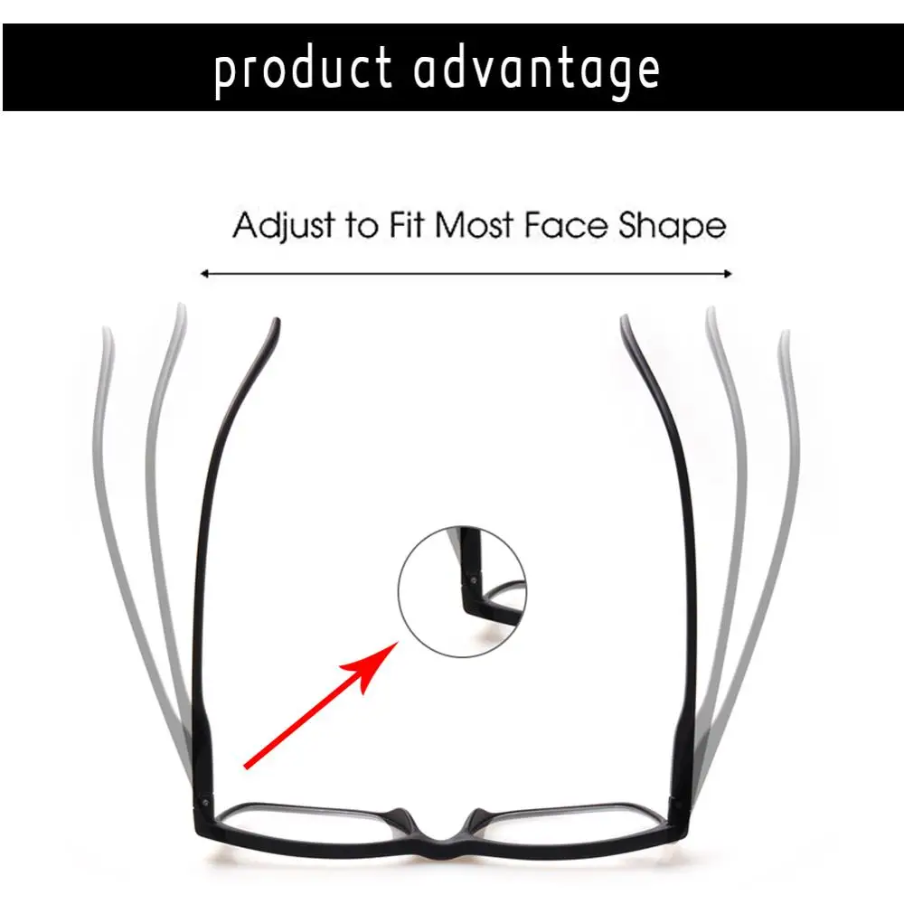 Stylish Rectangular Reading Glasses Hinged Reading Glasses for Men and Women,Diopter 0.5 1.75 2.0 4.0 ... Lens Width 5