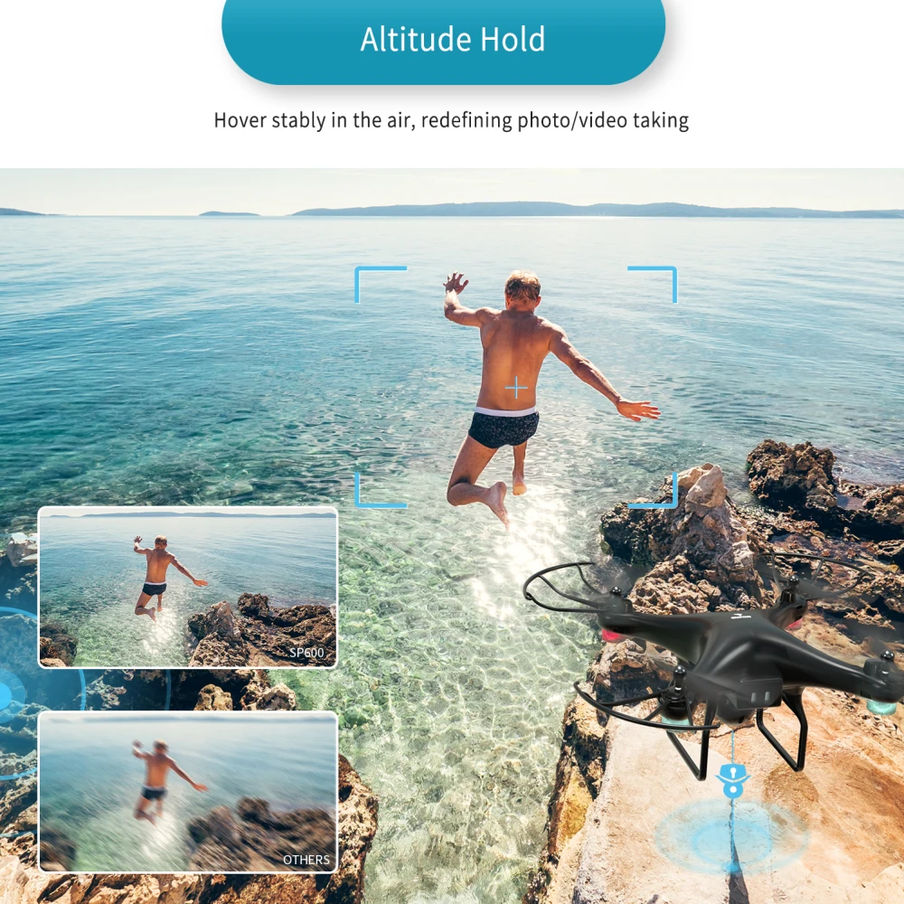 US $325.00 Snaptain Sp600 Camera Drone With Camera 720p Hd Wifi Fpv Rc Quadcopter Voice Control Gesture Control For Kids Beginners