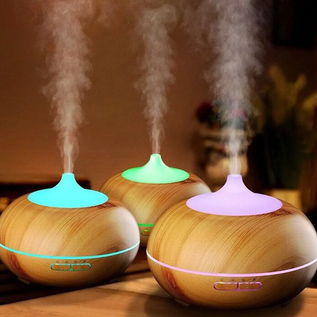 

400ml Aroma Air Humidifier Wood Grain With Remote Control Essential Oil Diffuser Aromatherapy Home Office Electric Mist Maker