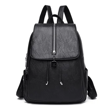 

2019 String Women Leather Backpacks Ladies Sac a Dos Female Backpacks For Girls Large Capacity Travel Shoulder School Bag Girls
