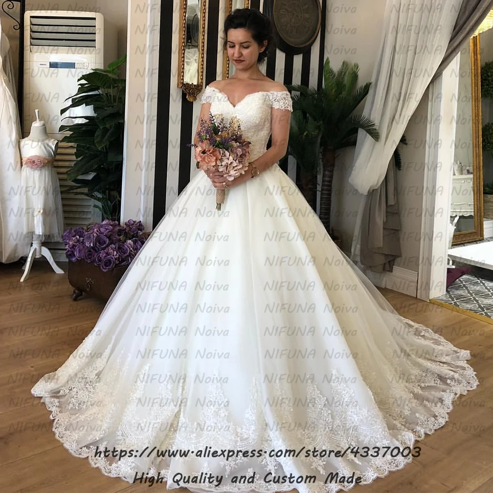 Abito Sposa с лифом с сердечками и короткими рукавами бальное платье свадебное платье плюс размер бисерное кружевное платье de Mariee с открытыми плечами Свадебные платья