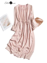 Robe Jacquard en soie pour femmes, mode française fixe, tissu Spinning, manches lanternes, mi longue, jupe à lacets