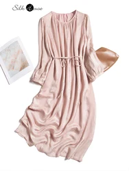 Jacquard moda francês fixo girando tecido de seda vestido feminino lanterna de seda manga comprimento médio rendas até saia feminina
