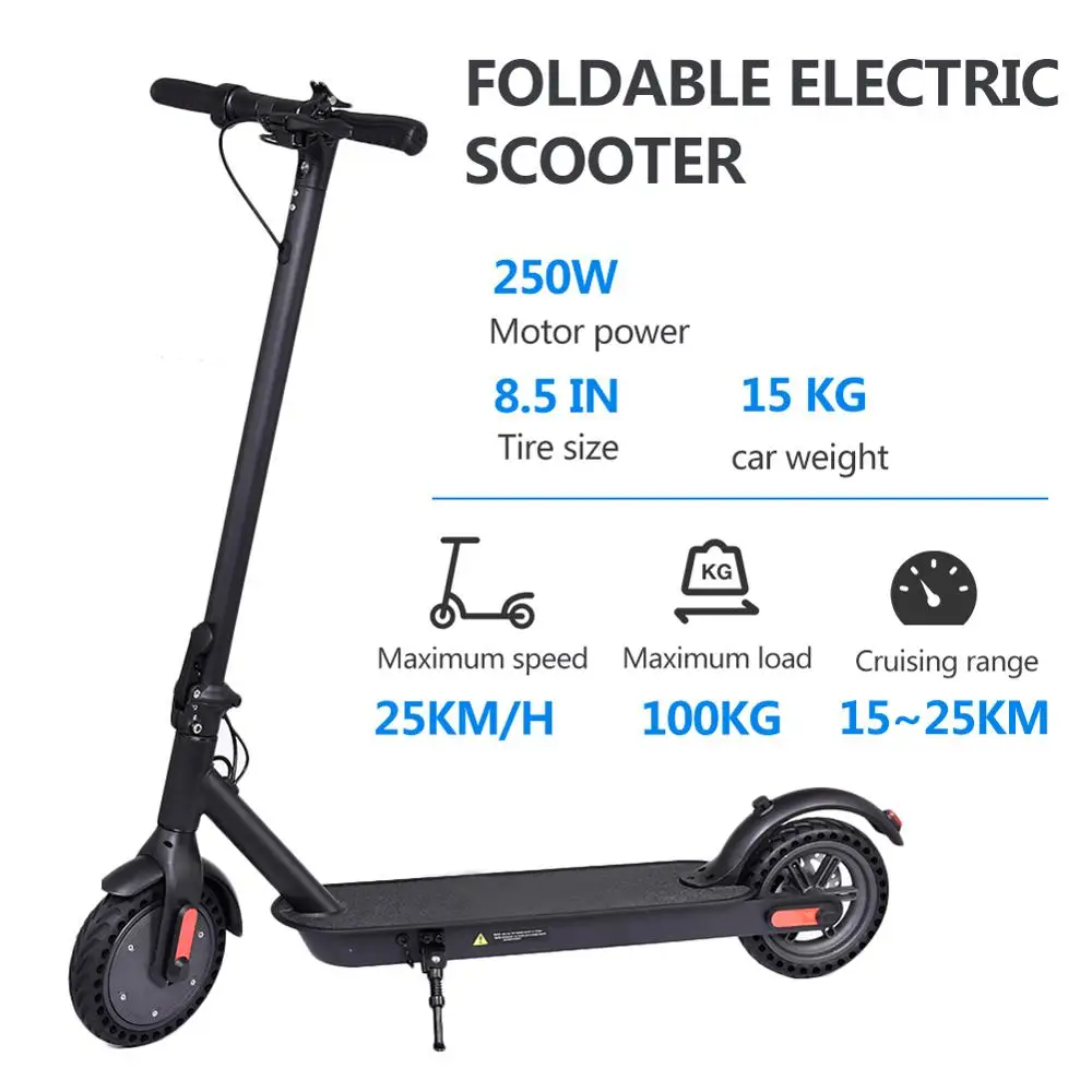 - Household Electric Scooter 85 Inch Foldable Solid Tire Scooter 250W Motor 42V 15A 25kmh 1525km Battery For Adults amp Teenager