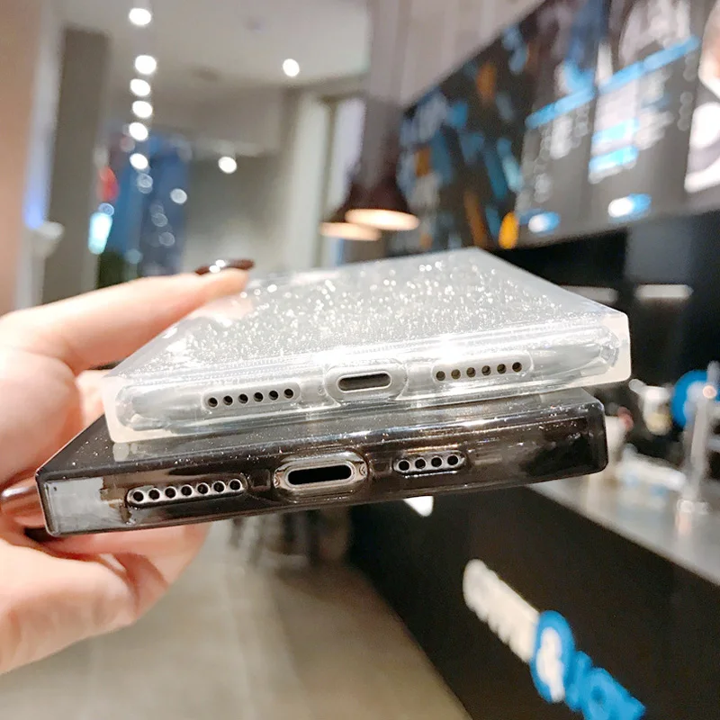 Чехол для телефона с блестками iPhone X XR XS 11 Pro Max квадратный чехол 6 6S 7 8 Plus модные