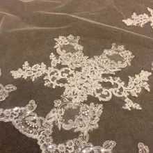 Mariage 3,5 М Белые Соборные Свадебные вуали цвета слоновой кости длинные кружевные края сверкающие Свадебные Фата на гребне невесты Мантилья свадебная вуаль EE5602