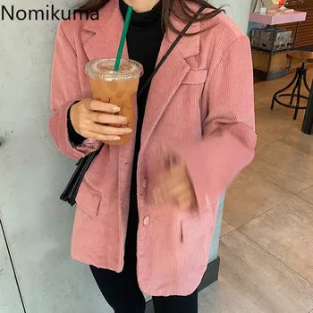 

Nomikuma Corduroy Women Blazers Coat Causal Long Sleeve Notched Collar Suit Jacket 2020 Autumn Winter New Blazer Feminino 6C080