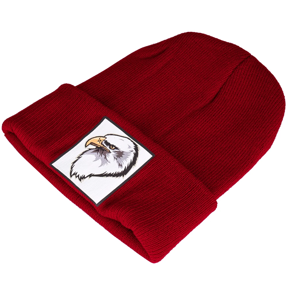 Унисекс вязаная шапка Зимняя Skullies женская красная лысый орел хлопок тонкая теплая шапка мужская повседневная безрукавка сплошной цвет Хеджирование шапка