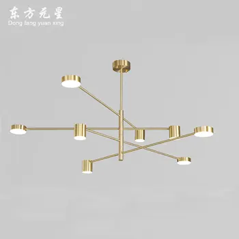 

Nordic led chandelier lighting lamp lustres metal copper modern restaurant living room lamp 4/6/8 head bar light decor