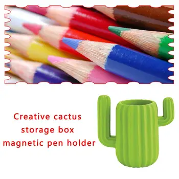 

New Multifunction Cute Cactus Shaped Magnetic Pen Holder Pencil Pot Home Office Desk Stationery Storage Box