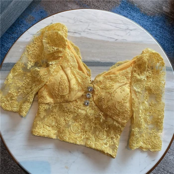 

2020 Brand Fashion Spring and Summer Embroidery Short Gauze Tops Slim Lace Shirts Crop Tops Lady Short Sleeve Sexy Lace Blouses