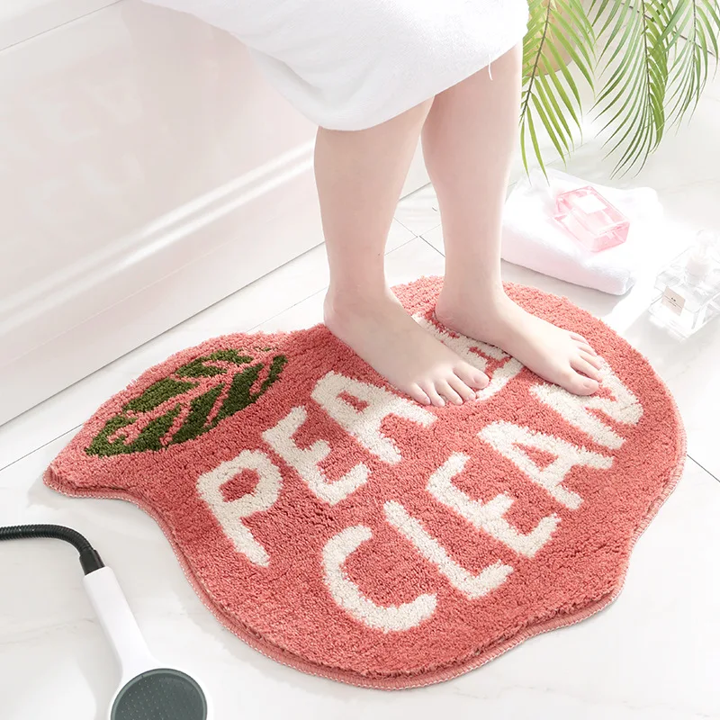 

Peach and Lemon Shaped Bathroom Rugs Absorbent Quick-drying Bath Mat Micro-fiber Bathroom Door Mats with Strong Non-slip Grip