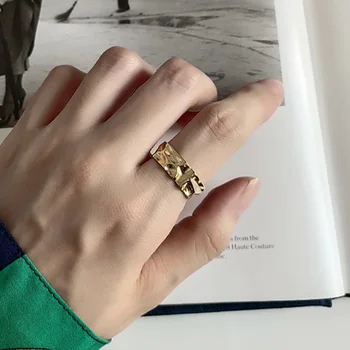 

925 Silver Lrregular Golden Rings Jewelry Minimalism Charm Anel Bohemia Jewelry Vintage Boho Bague Femme Anelli Rings for Women