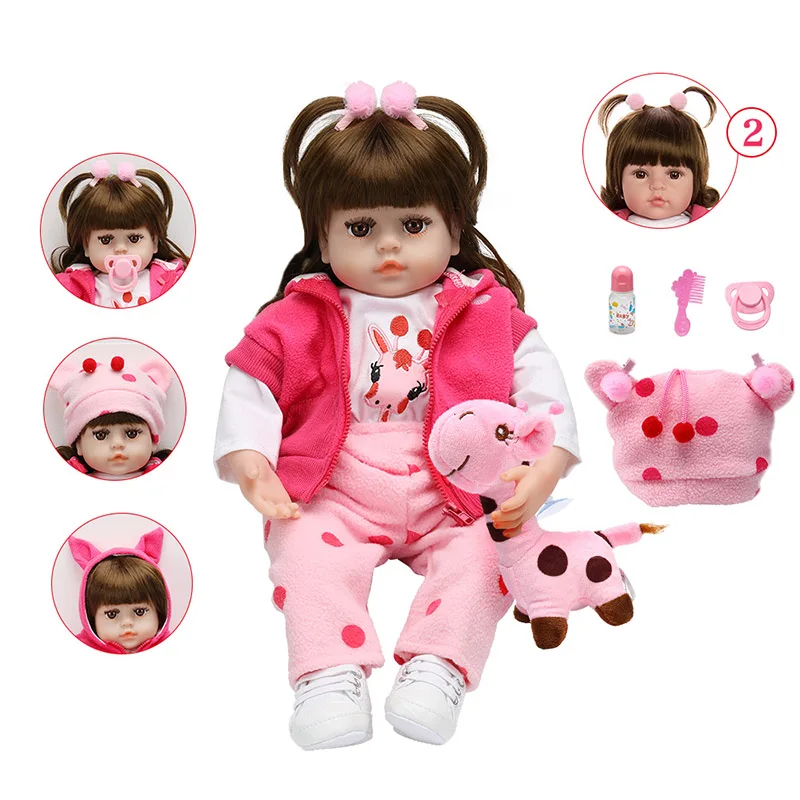 Macio do Bebê Bonecas com Cabelo Presente de Natal Novo Estilo Boneca Renascer Realista Bebê Reborn Adorável Encaracolado Brinquedo 48cm