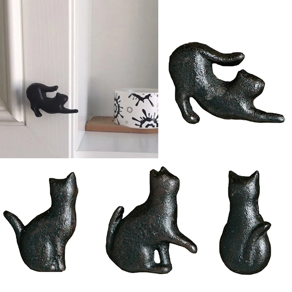 Variety Cast Iron Cute Cat Style Door Drawer Cabinet Pull Handle Knobs Vintage Rural Furniture Hardware Door Pull Handle Knob