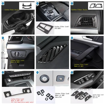 

Carbon Fiber Look Accessories Interior Refit Kit For Audi Q5 2018 - 2020 Armrest Handle / Gearbox / Dashbaord Air AC Cover Trim