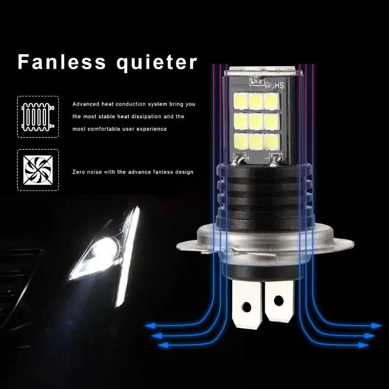 DC12V-H7-24LED лампы автомобиля противотуманные фары пара белый светильник Замена для вождения автомобиля