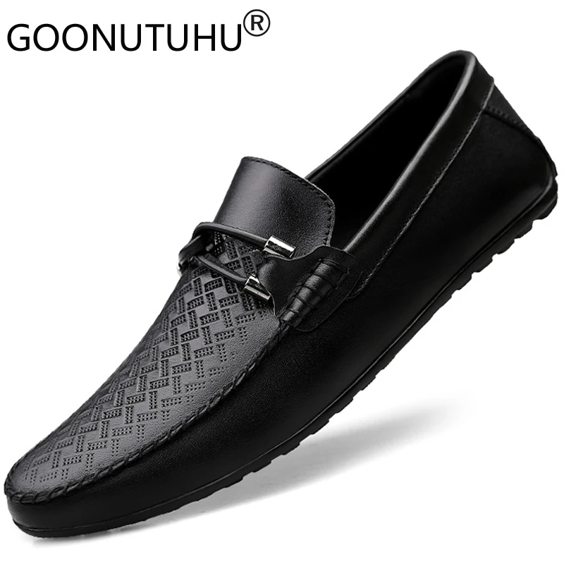 2021 New Fashion Man Genuine Leather Cow Loafers Men's Shoes Casual Classics Black White Slip On Shoe Male Driving For Men | Обувь