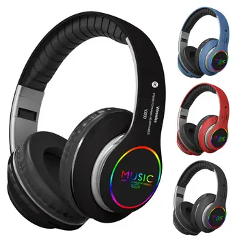 

Kowkaka LED Light Wireless Bluetooth Headphones Stereo Sound Earphone Gaming With Microphone Headsets For Computer Mobile Phone