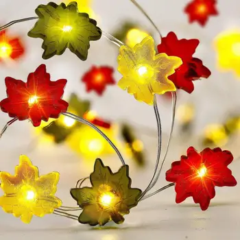 

10ft 30 Colorful Maple Leaf LED String Lights Battery Powered for Fall, Christmas, Thanksgiving, Wedding, Birthday Parties, DIY