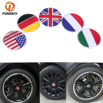 

POSSBAY 57mm Car Steering Tire Wheel Center Sticker Hub Cap Emblem Badge Decals Italy/German/France/American/England Flag Decals