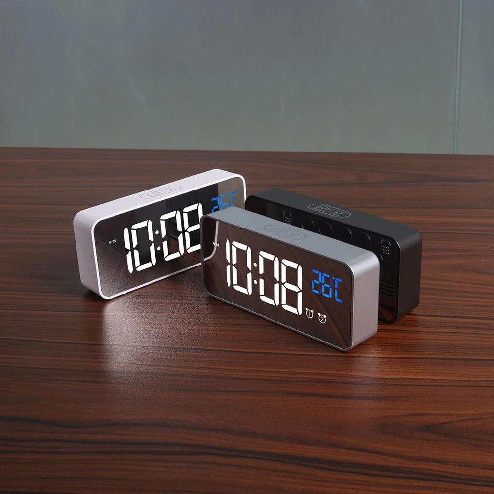 LED Mirror Alarm Digital Clock Multifunction Snooze Display Time Temperature Home Decoration Clock Digital Snooze Table Clocks