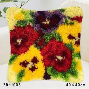 

Latch Hook Embroidery Pillows Cushions Flower Knitting DIY Crochet Pillowcase Knooppakket Tapestry Canvas Cushion Kit Sofa Decor