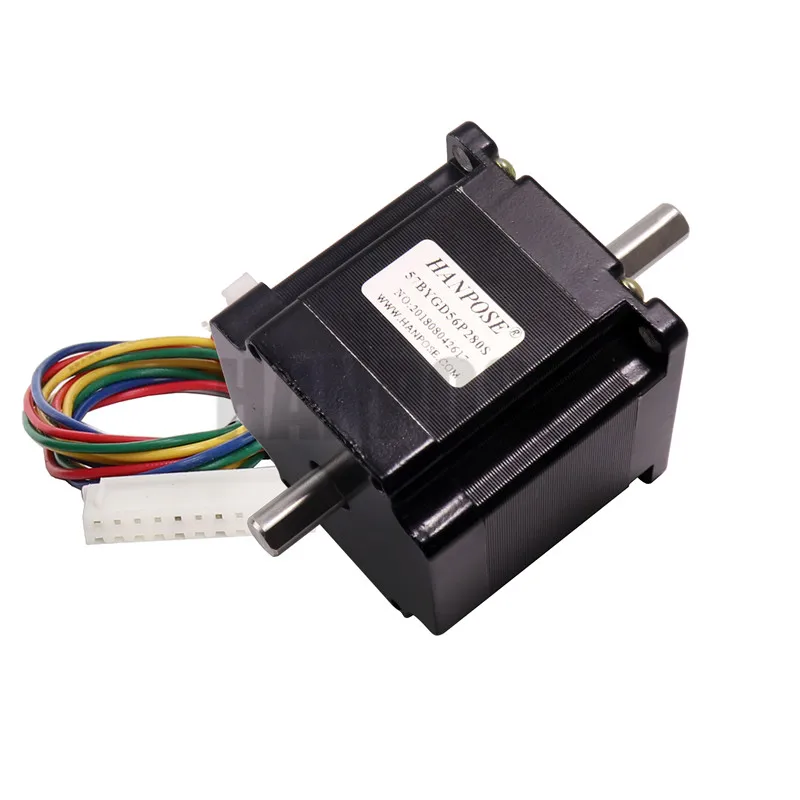 Шаговый Электродвигатель с двумя валами Nema 23 23HS5628 SZ D = 8 мм NEMA 57x56 2 8a 126n. См шаговый