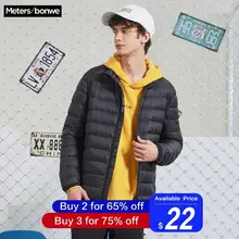 Metersbonwe брендовый мужской пуховик, Повседневная модная зимняя куртка для мужчин, 90% серый утиный пух, мужской пуховик