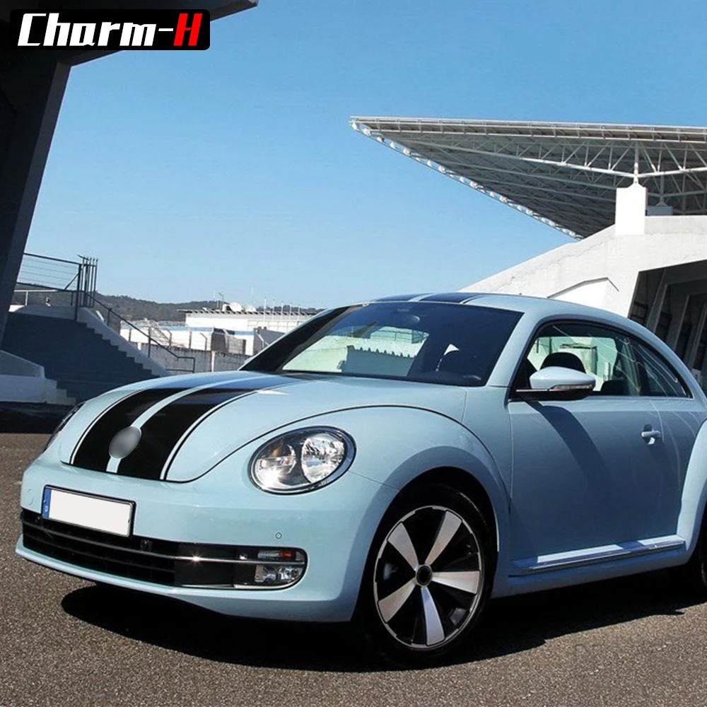 Car Styling Hood Bonnet Roof Rear Trunk Stripes Kit for Volkswagen Beetle A5 2011-2018 Vinyl Decals Stickers Accessories