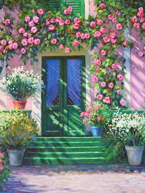 5D DIY Diamond Painting Garden Cross Stitch Diamond Embroidery Houses Rhinestones Art Kits Landscape Mosaic Home Decoration Gift QY200-11