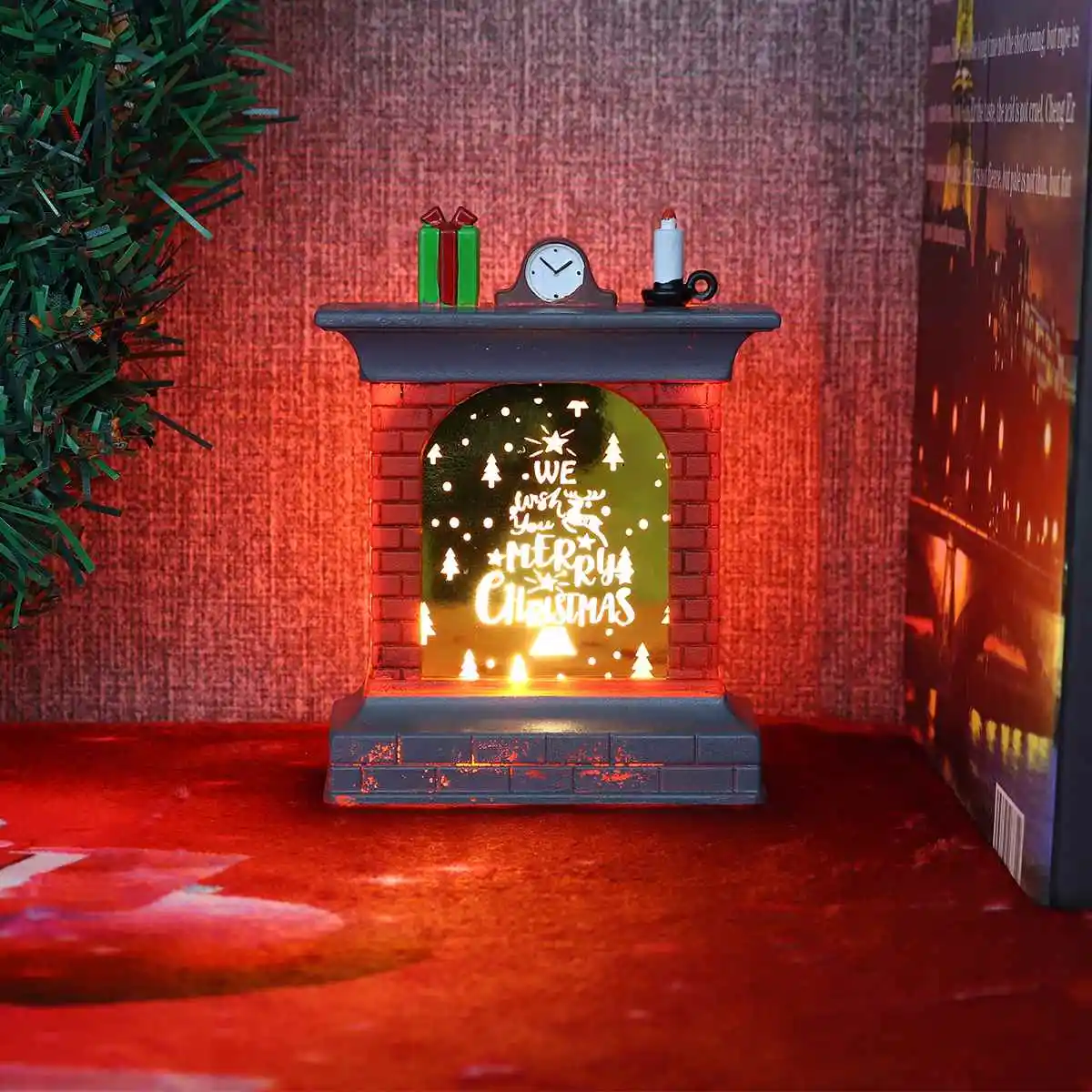 Светящийся Рождественский камин украшение с огоньками светящийся Настольный Декор для дома, магазина вечерние украшения освещения красивый Счастливого Рождества - Цвет: Letter