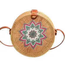 Модная Изысканная плетёная ротанговая сумка ручной работы в национальном стиле женская сумка-мессенджер с принтом