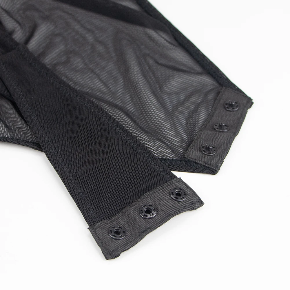 Sexy Bodysuit See through mesh sexy bodysuit black lace ultra-thin breathable crotch snap-button underwear