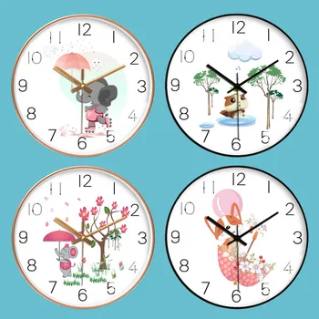 

Nordic Creative Cartoon Animal Elephant Cat Mute Wall Clock Living Room Bedroom Hanging Watch Home Decoration