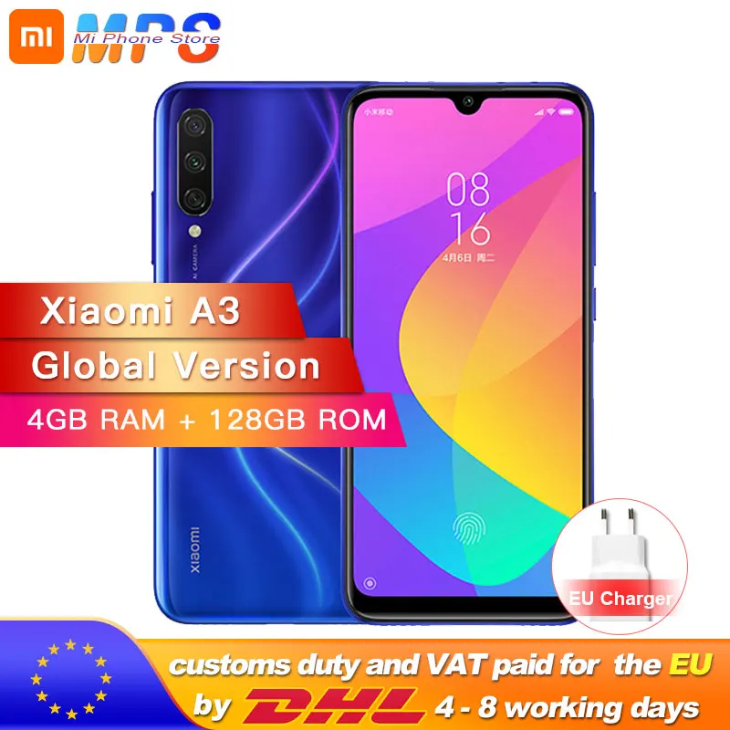 Глобальная версия Xiaomi mi A3 4 Гб 128 Смартфон Snapdragon 665 Восьмиядерный 6 088 &quotAMOLED экран 48