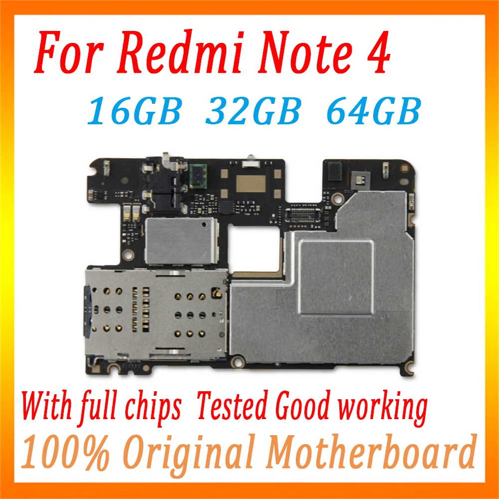 

16GB 32GB 64GB Tested Full Working mainboard For Xiaomi Note 4 Logic board Original Unlock motherboard, Free shipping