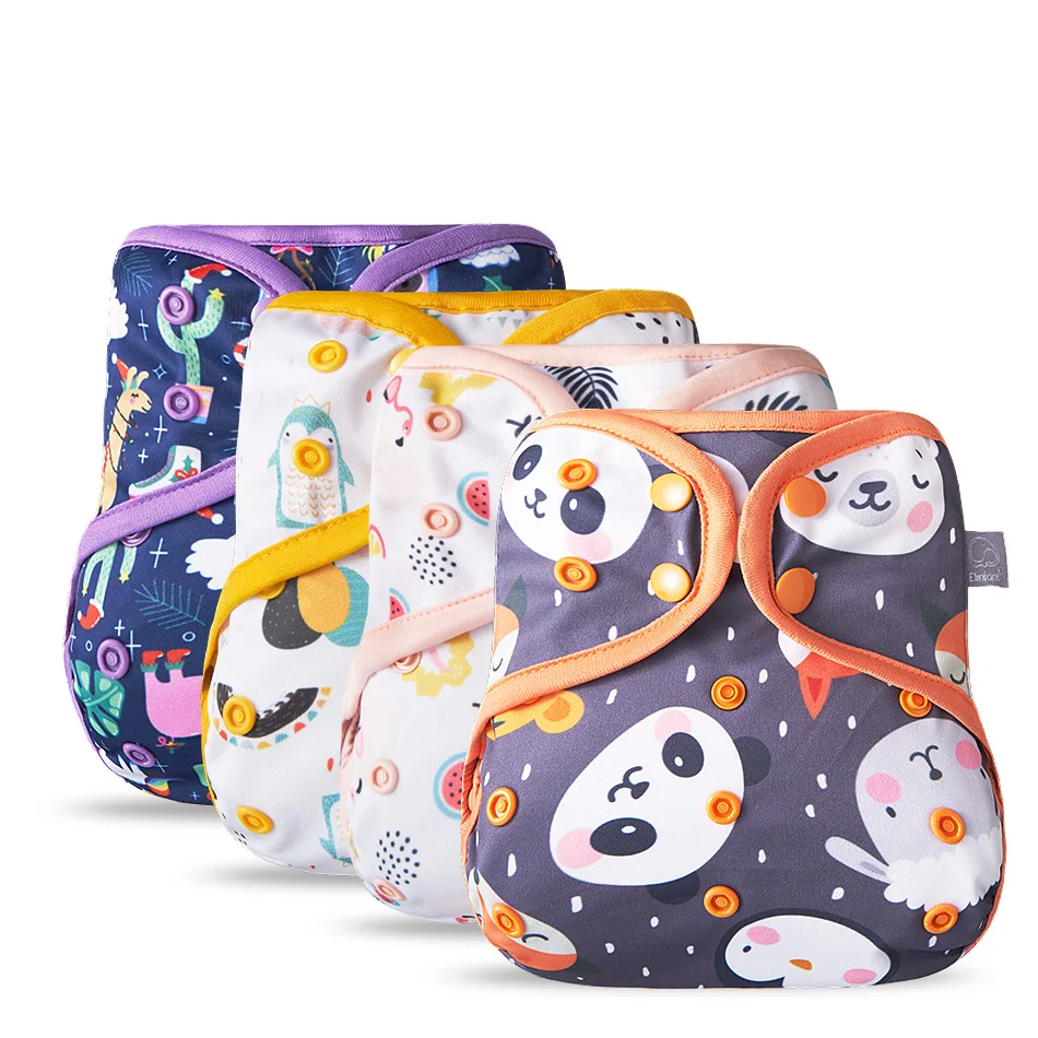 Diaper-Cover Elinfant Cloth Nappies Washable Printing-Pattern Baby Waterproof New Fit
