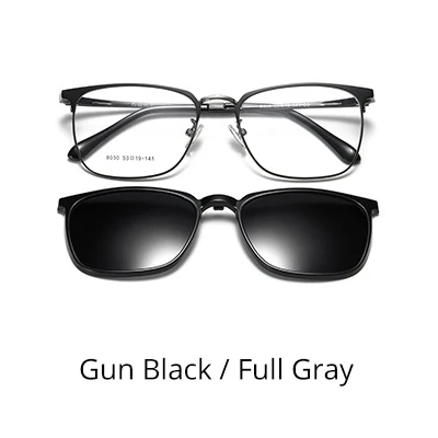Ralferty очки с клипсами, магнитные солнцезащитные очки с клипсами, полярная оптика, мужские 2 в 1 TR90, солнцезащитные очки для женщин, оптические, 0 градусов, Z8030 - Цвет оправы: Gun Black-Full Gray